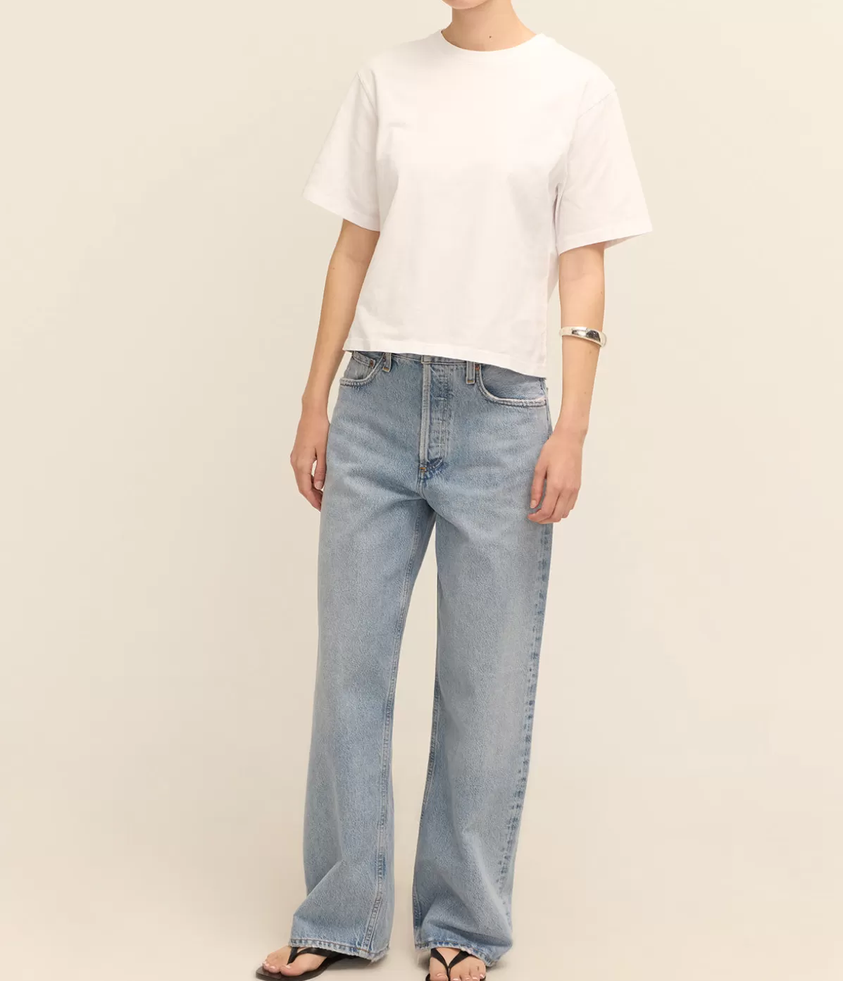 Agolde Sulma Drop Shoulder Tee in White Fashion