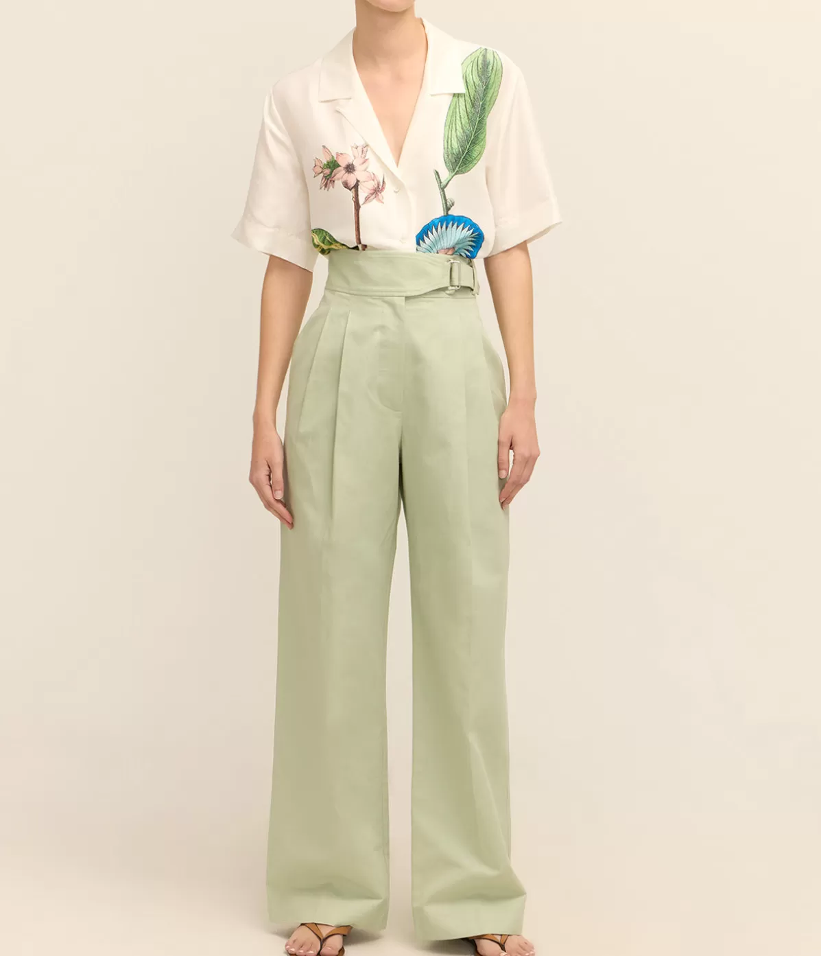 Oroton Tab Detail Pant in Eau De Nil Sale