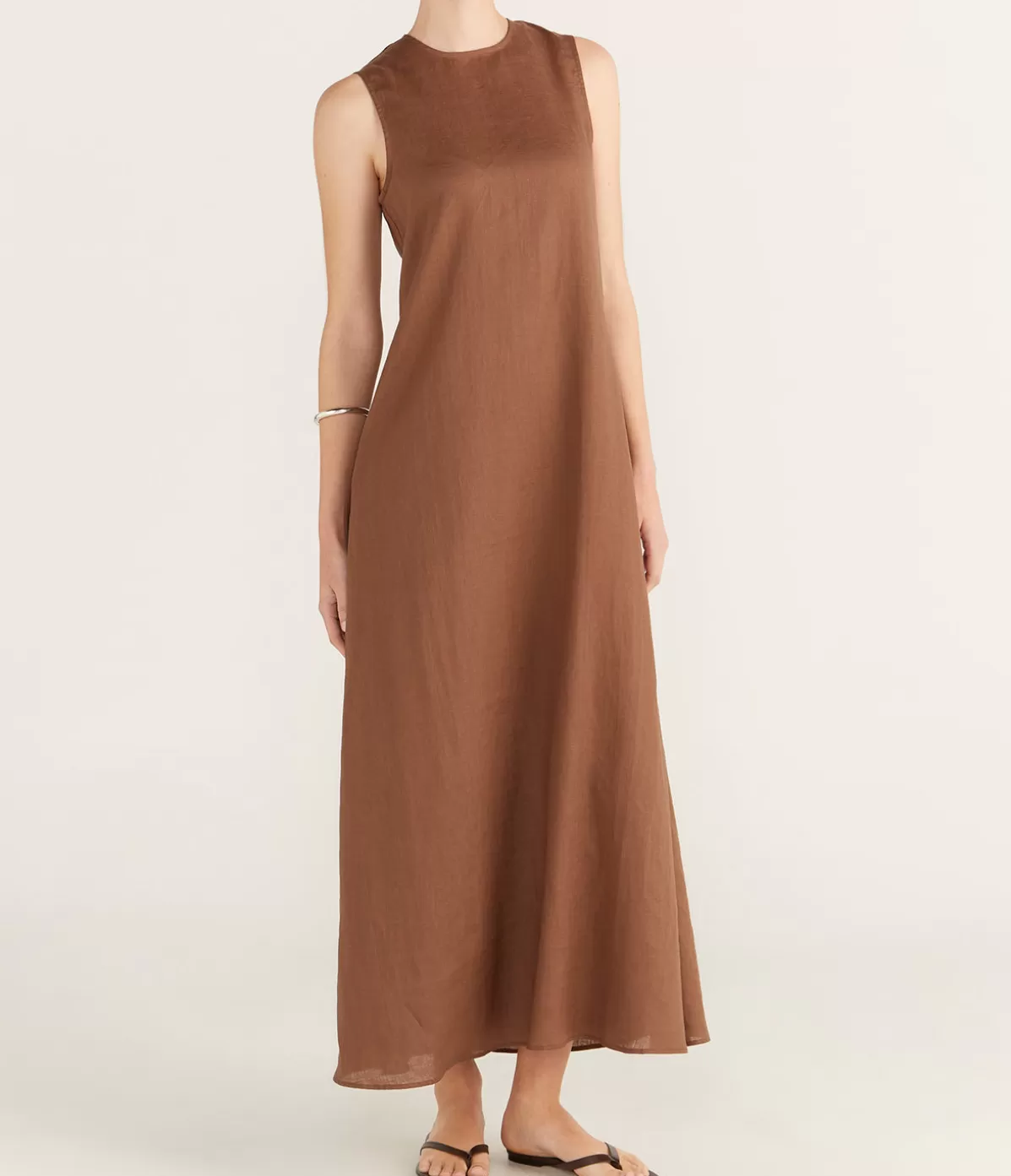 Asceno Talin Linen Dress in Sepia Flash Sale