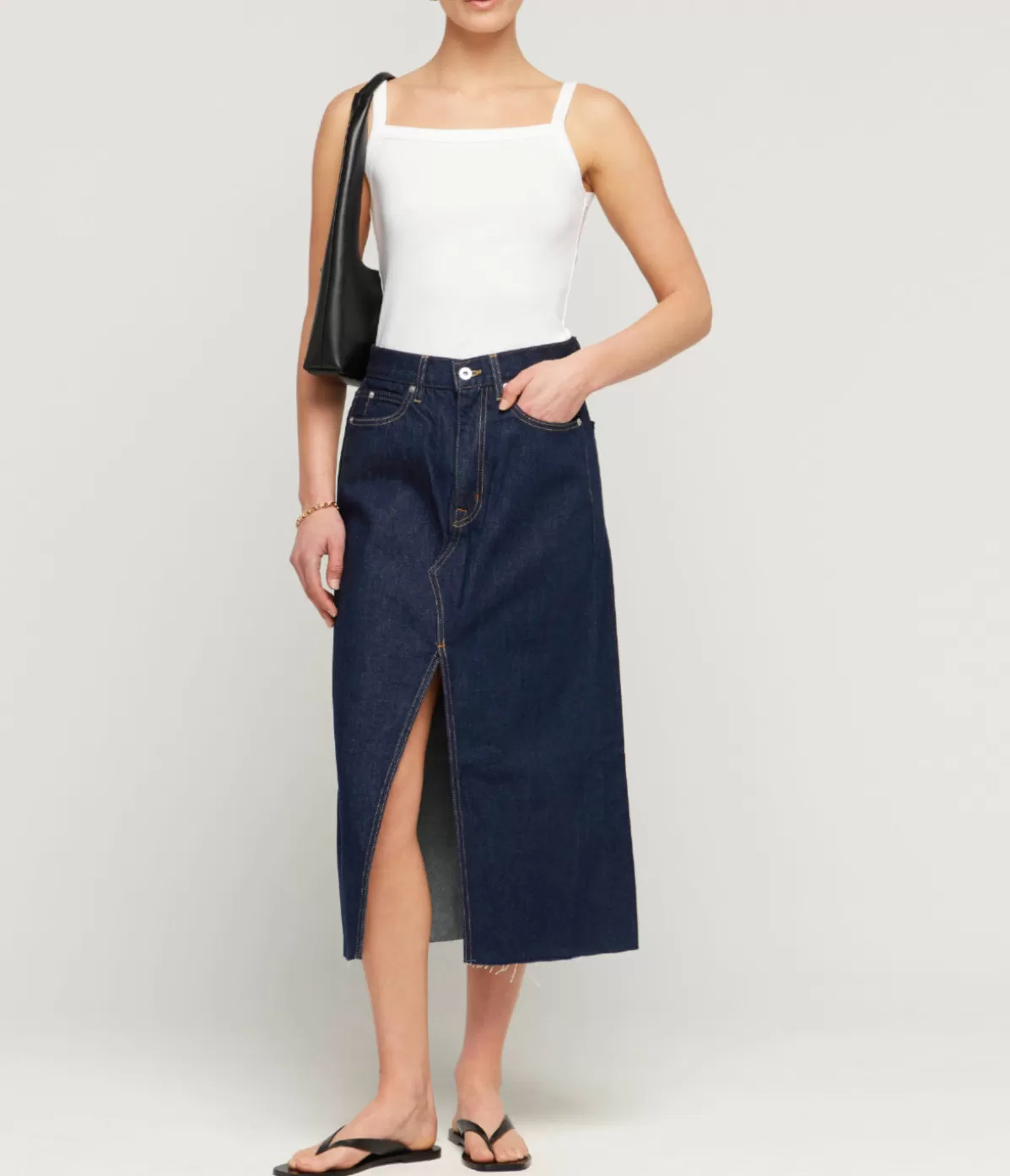 SLVRLAKE Taylor Midi Skirt in Midnight Mile Discount