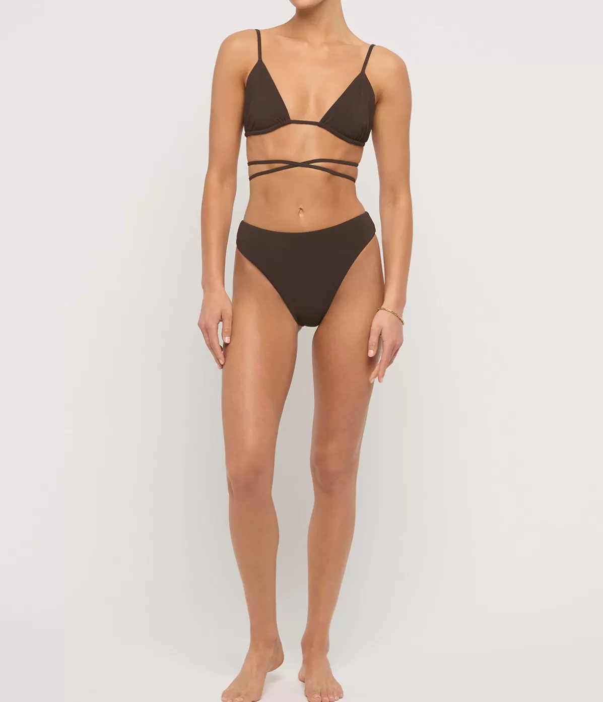 Anemos The Midi High Cut Bikini Bottom in Espresso Cheap