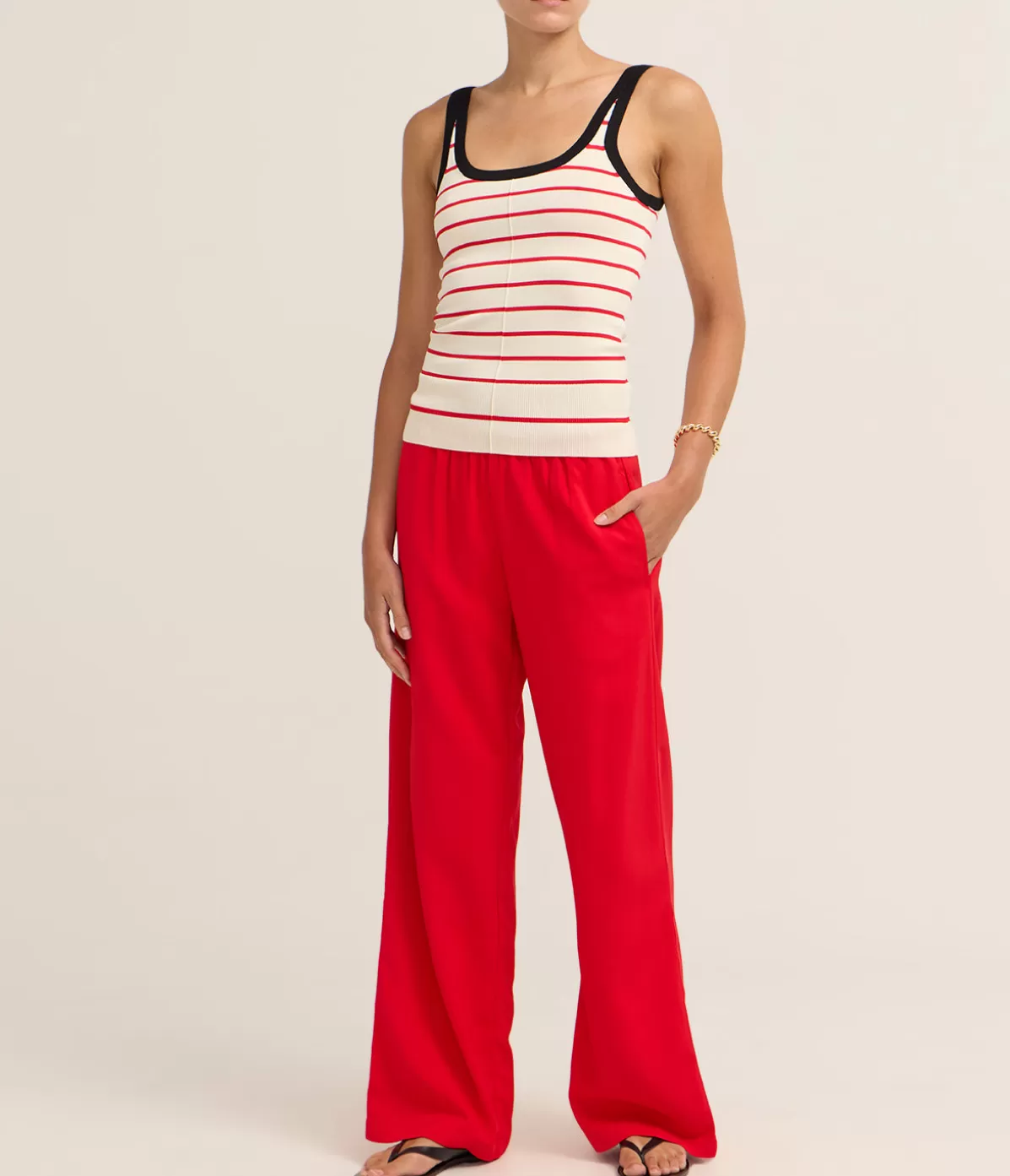 Solid and Striped The Monaco Pant in Apple Red Outlet