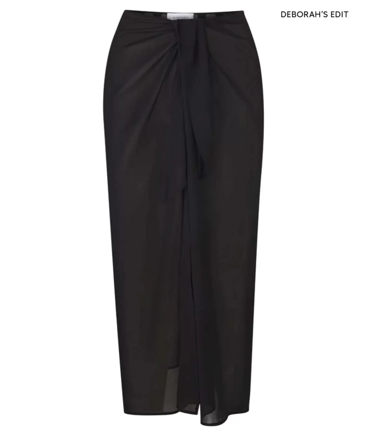 Anemos The Wrap Chiffon Midi Skirt Cover Up in Black Cheap