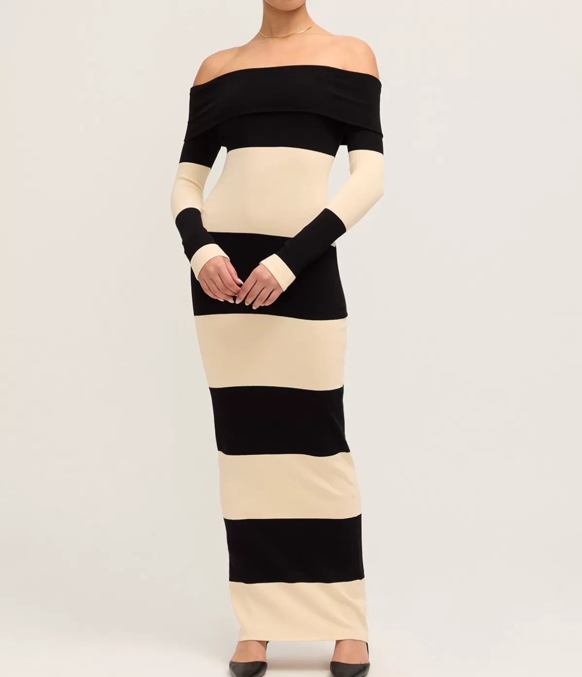 Posse Theo Long Sleeve Dress in Cream and Black Online