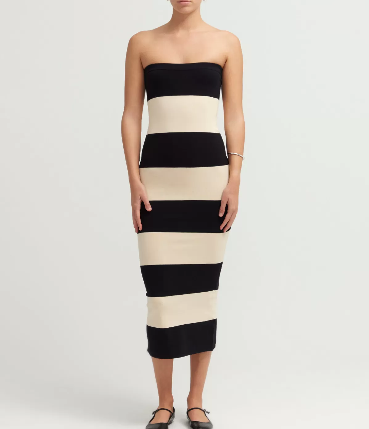 Posse Theo Strapless Dress in Black and Bone Best Sale