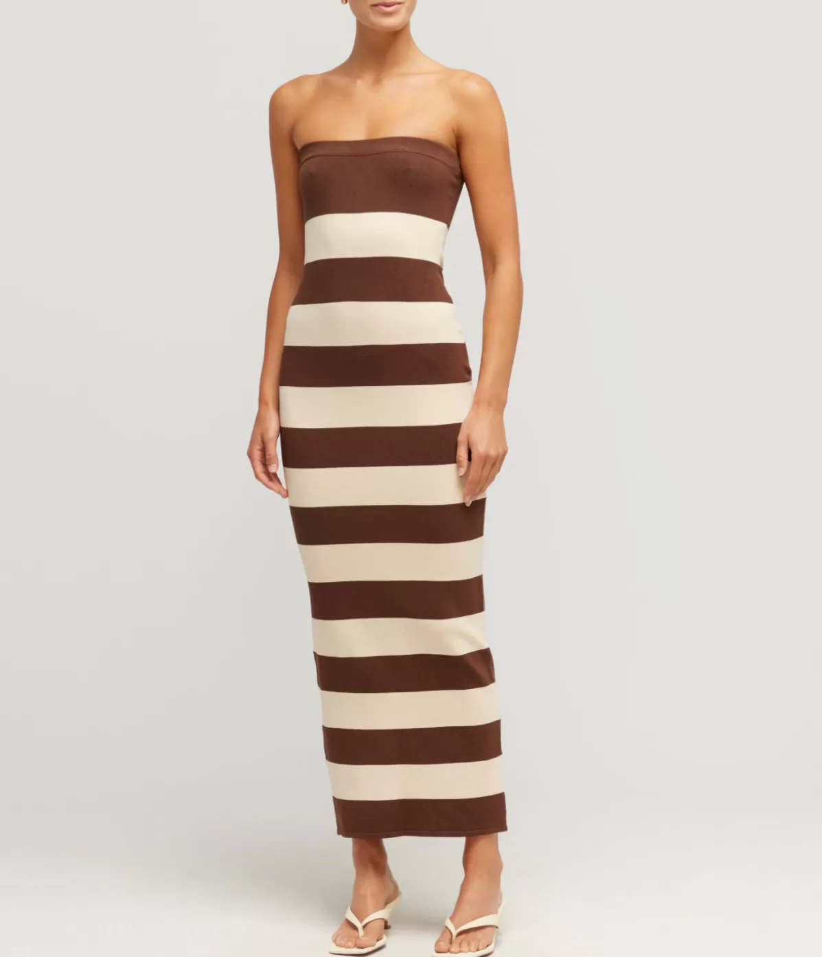 Posse Theo Strapless Dress in Chocolate and Cream Sale