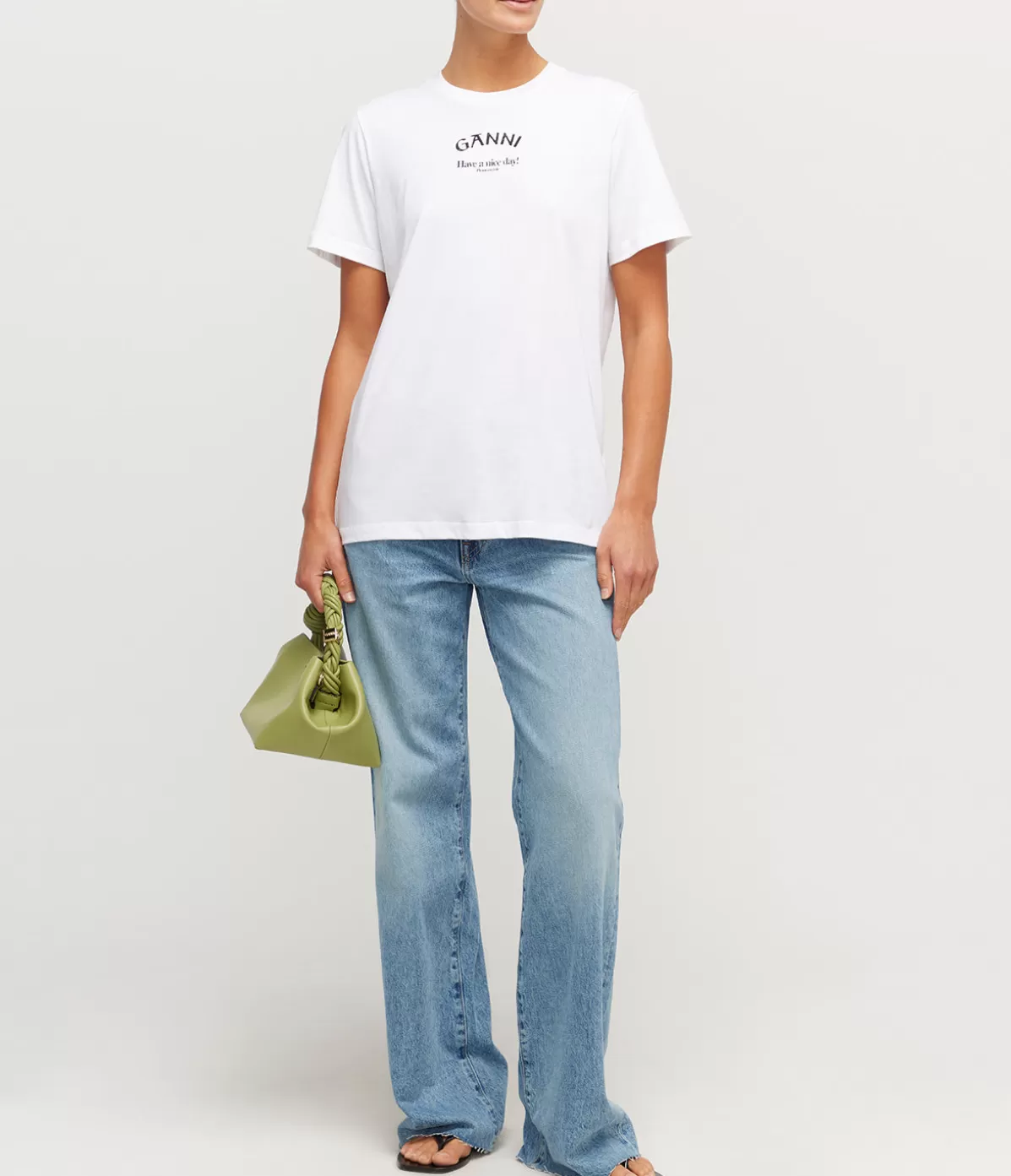 Ganni Thin Jersey Relaxed T-shirt in Bright White Shop