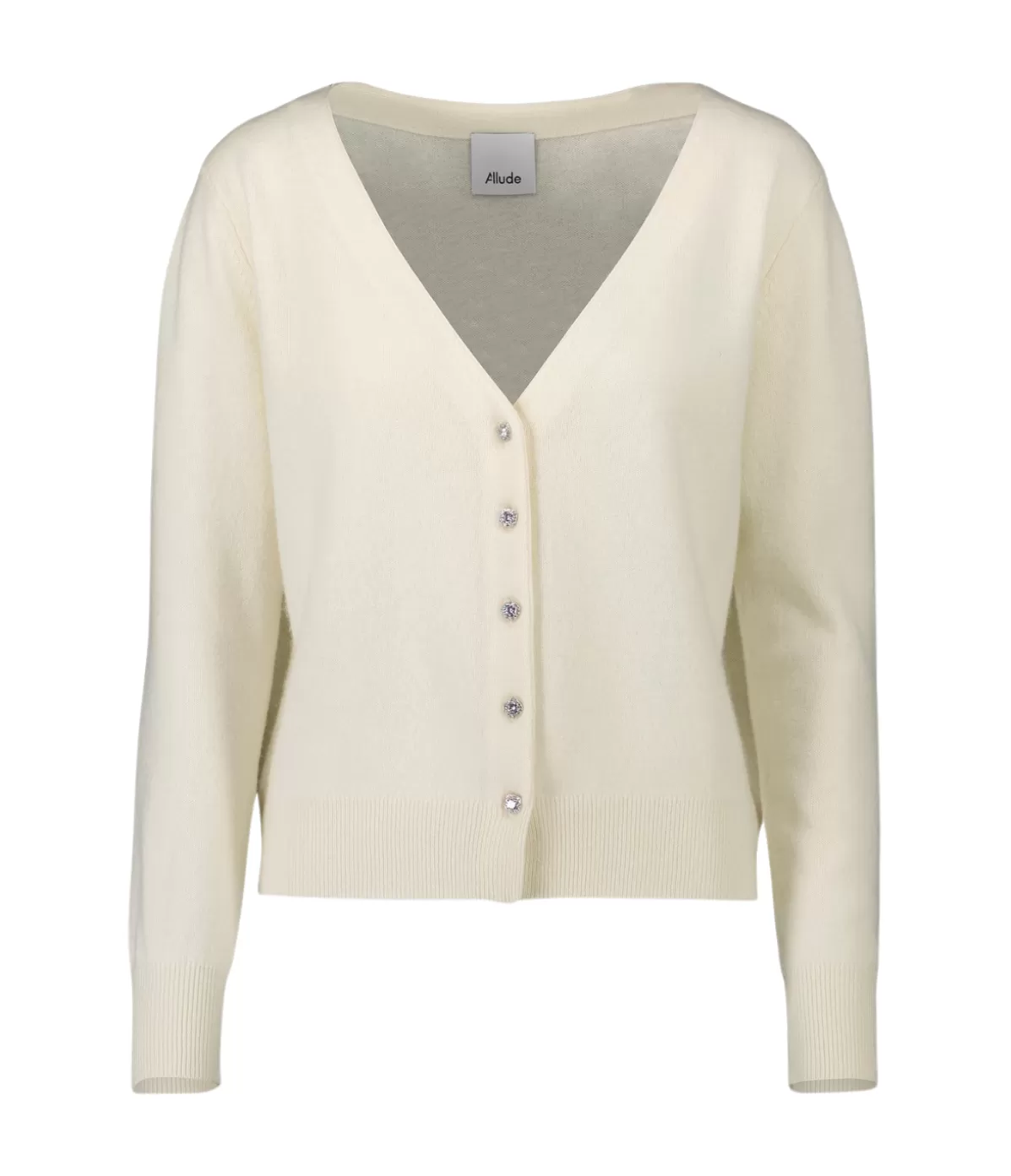 Allude V-Neck Dimante Button Down Cardigan in Ivory Discount