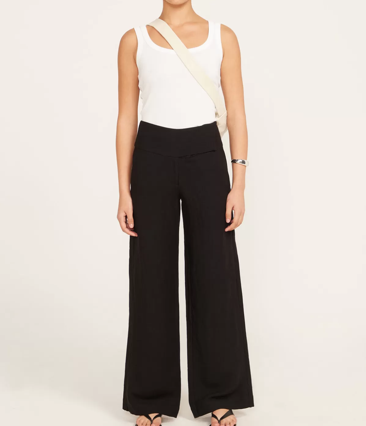 St Agni Wide Waistband Pants in Black Flash Sale