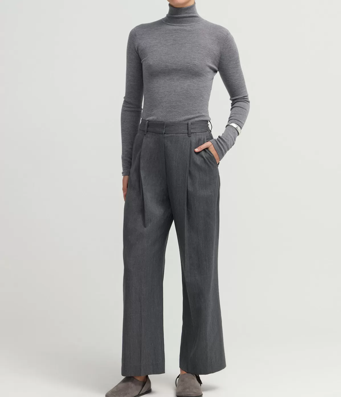 A.Emery Wynter Mock Neck Top in Grey Melange Best