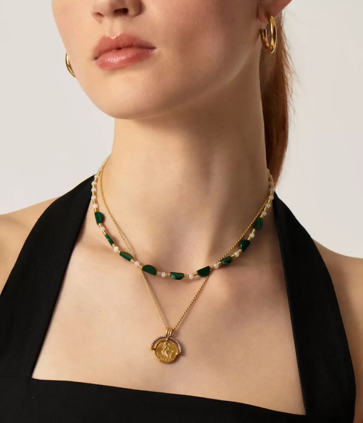 Missoma Zenyu Beaded Half Moon Necklace in Gold and Amazonite Sale